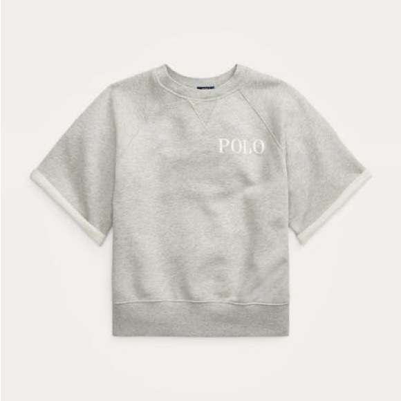 POLO RALPH LAUREN Logo Fleece Short-Sleeve Sweatshirt Women’s Size Medium - Picture 2 of 5